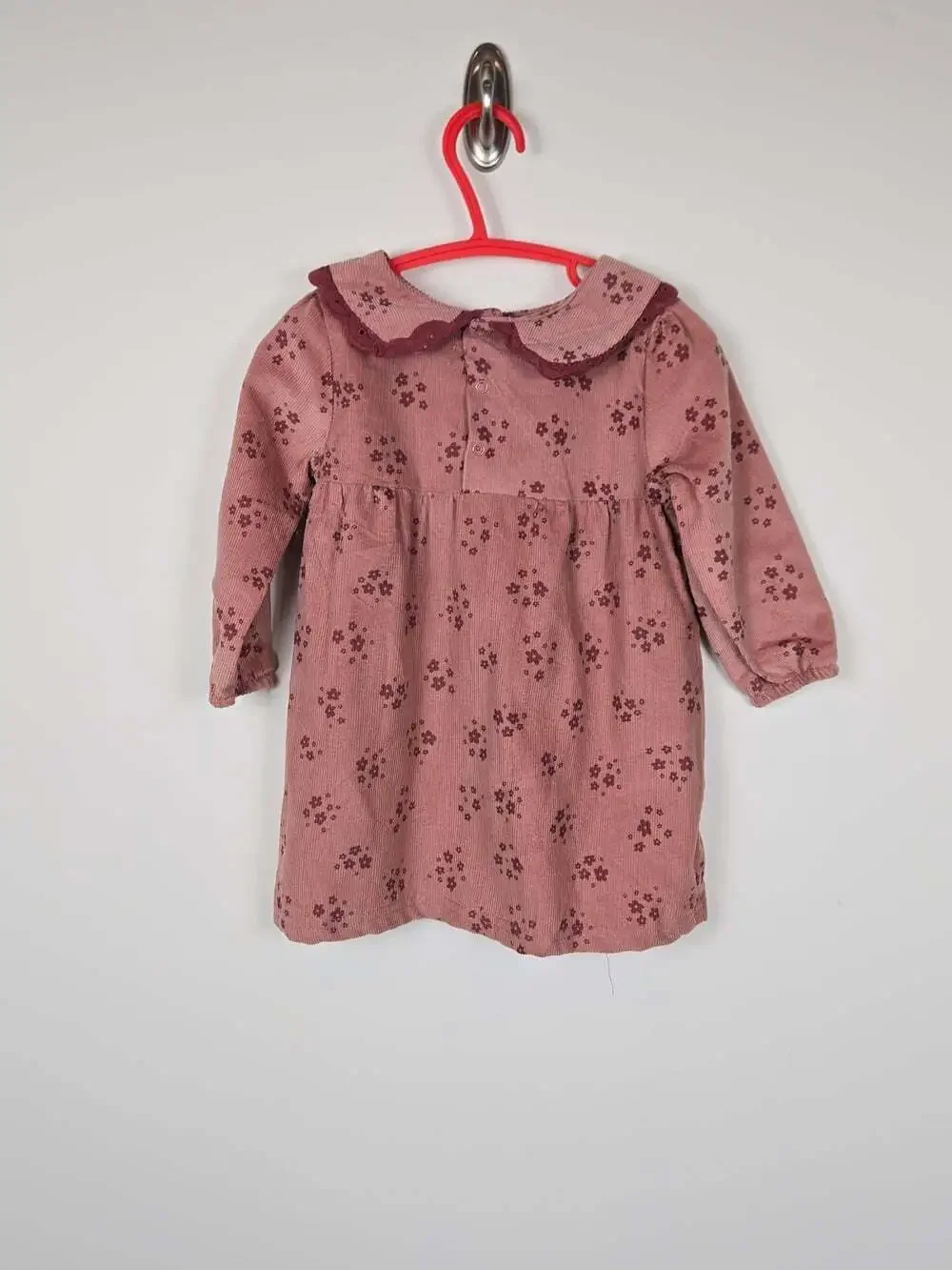 Rabbit + Bear Organic Baby Girls Corduroy Floral Smocked Dress 12M Cottagecore